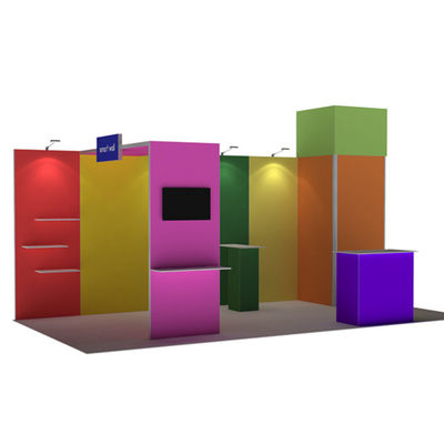 toont de Draagbare Handel van 3x3 3x4 3x5 Cabinemuren Modulair SEG-Stoffensysteem
