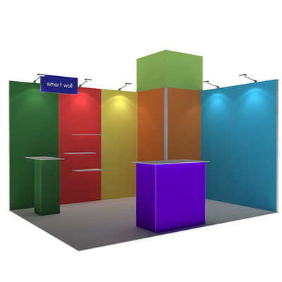 toont de Draagbare Handel van 3x3 3x4 3x5 Cabinemuren Modulair SEG-Stoffensysteem